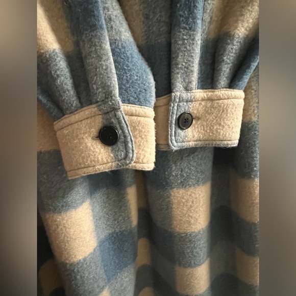 Isabel Marant Etoile Fontizi Plaid Light Blue and Cream Oversized Coat T1 - Picture 3 of 12